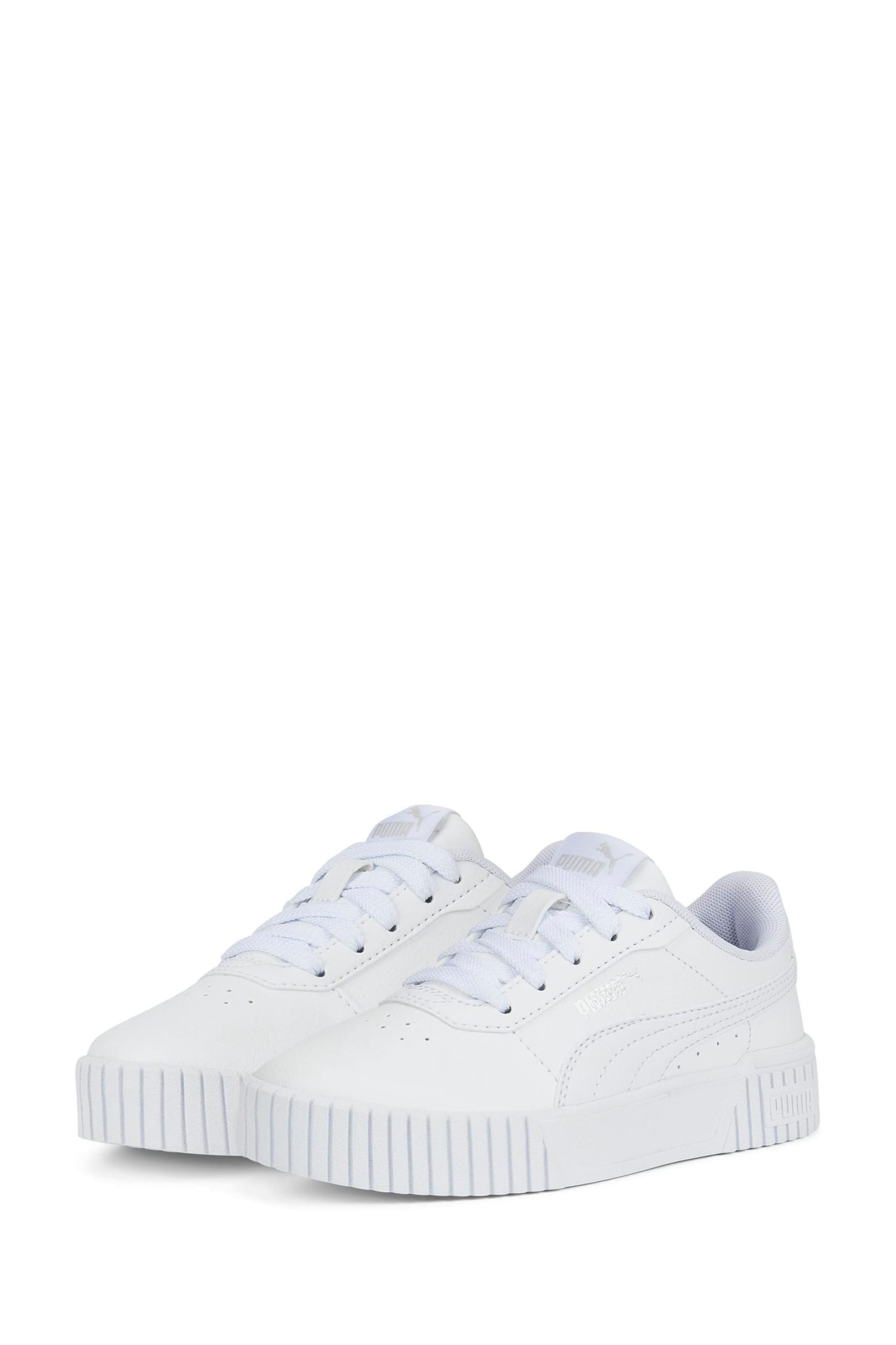 Puma White Carina 2.0 Kids Trainers - Image 3 of 6