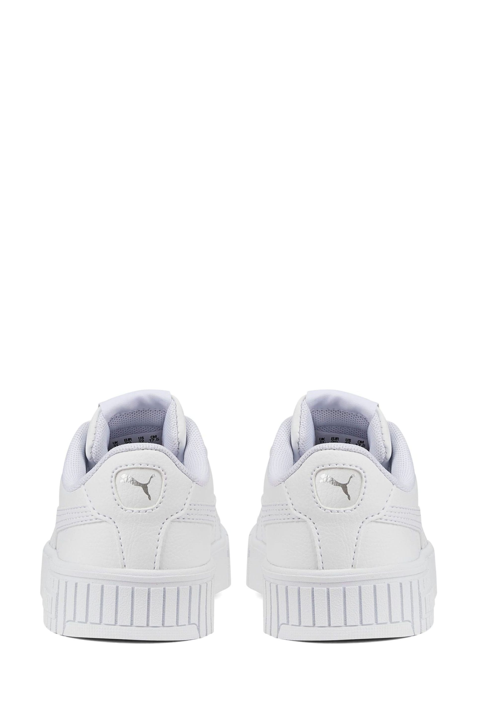 Puma White Carina 2.0 Kids Trainers - Image 4 of 6