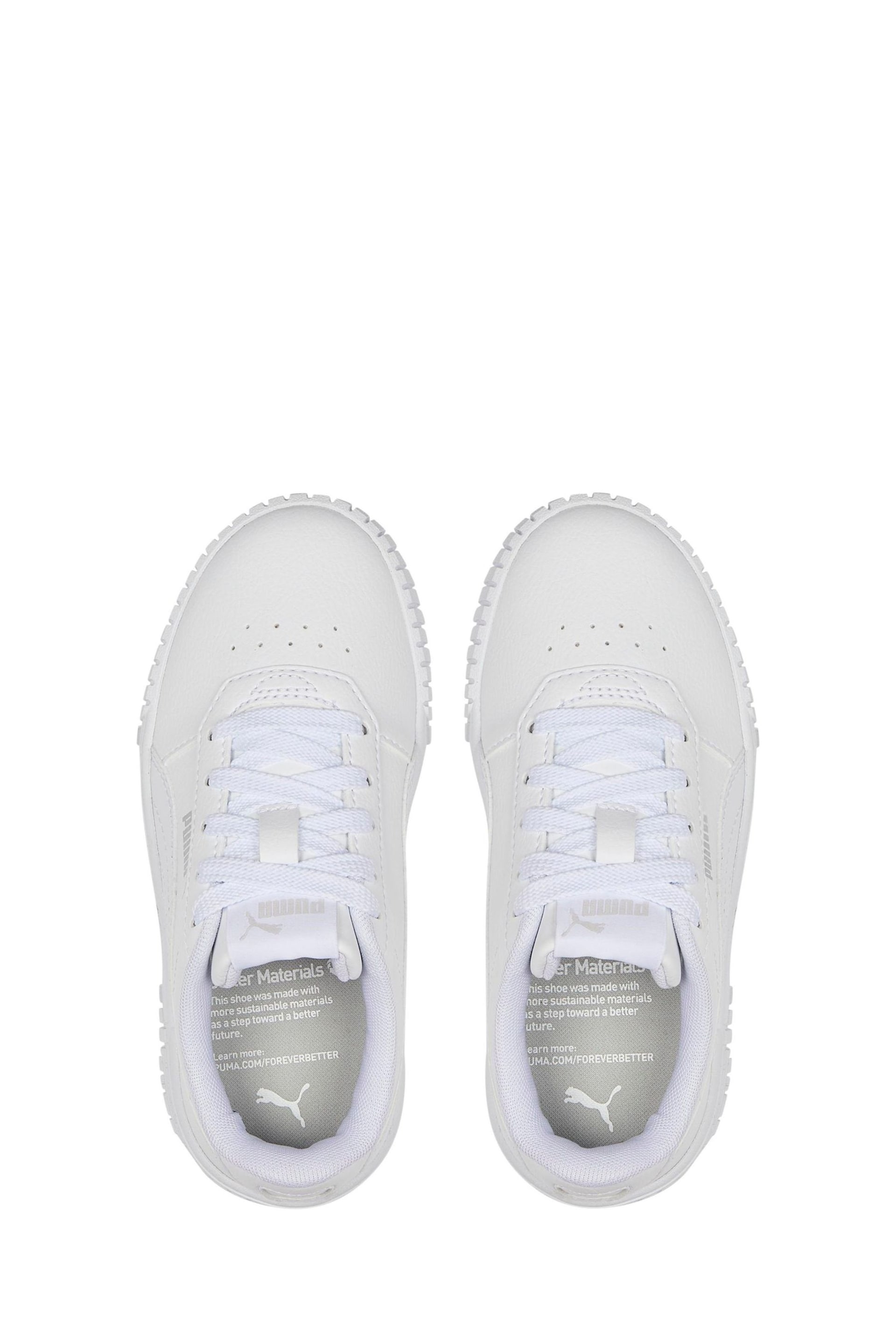 Puma White Carina 2.0 Kids Trainers - Image 5 of 6