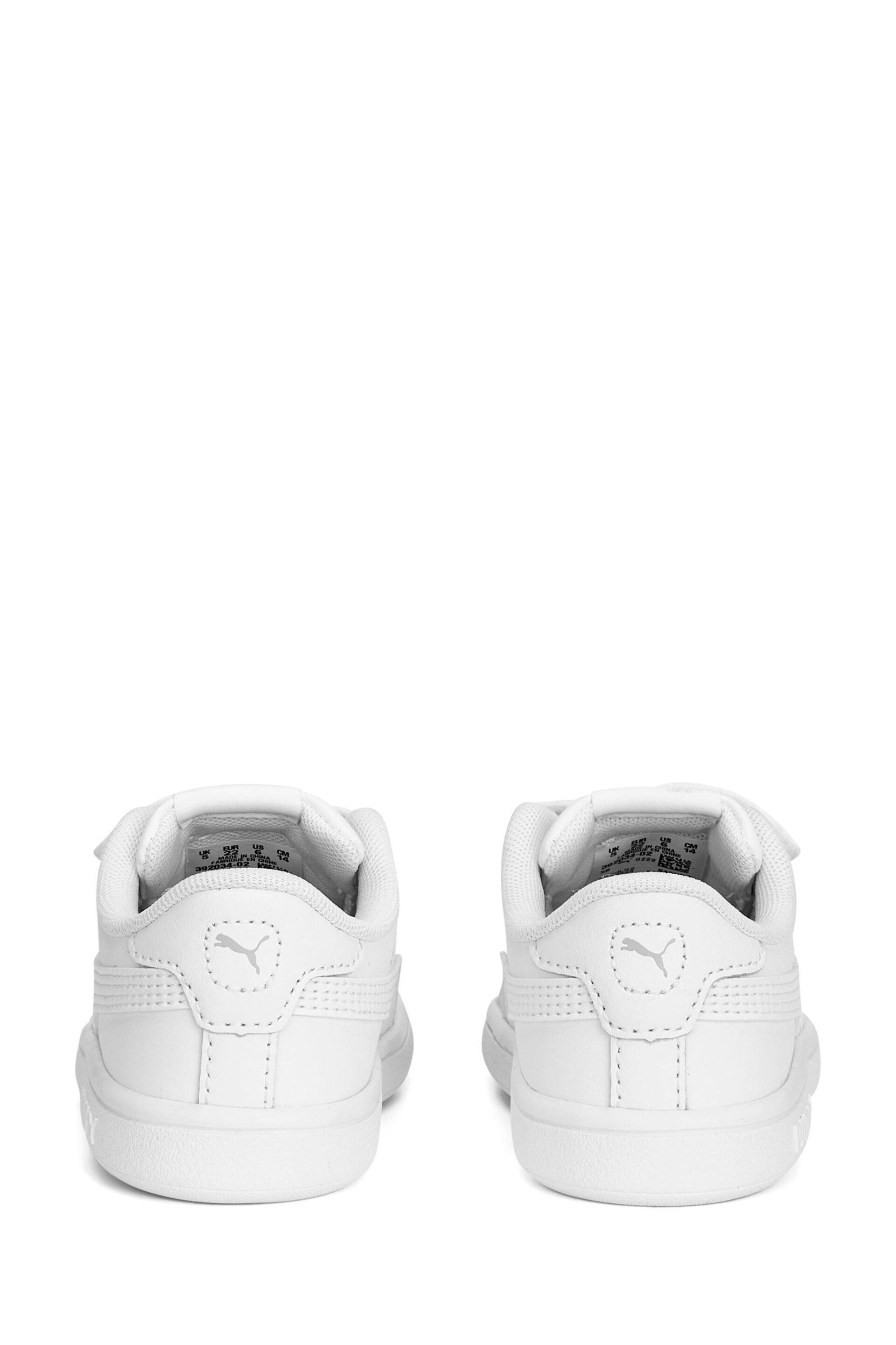 Puma White Baby Smash 3.0 Leather V Trainers - Image 2 of 5