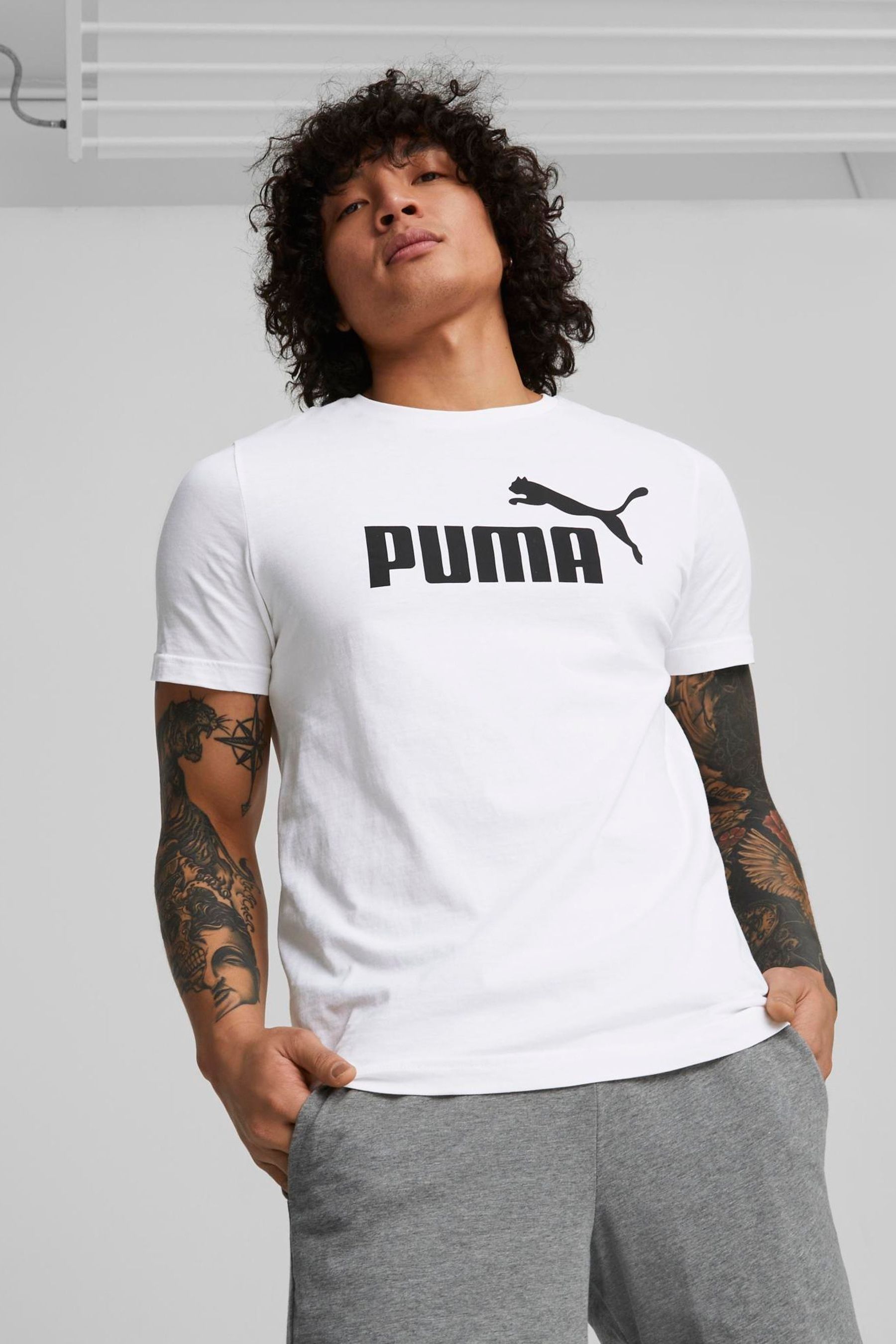 Buy Puma White Essentials Logo Mens T Shirt from Next Singapore