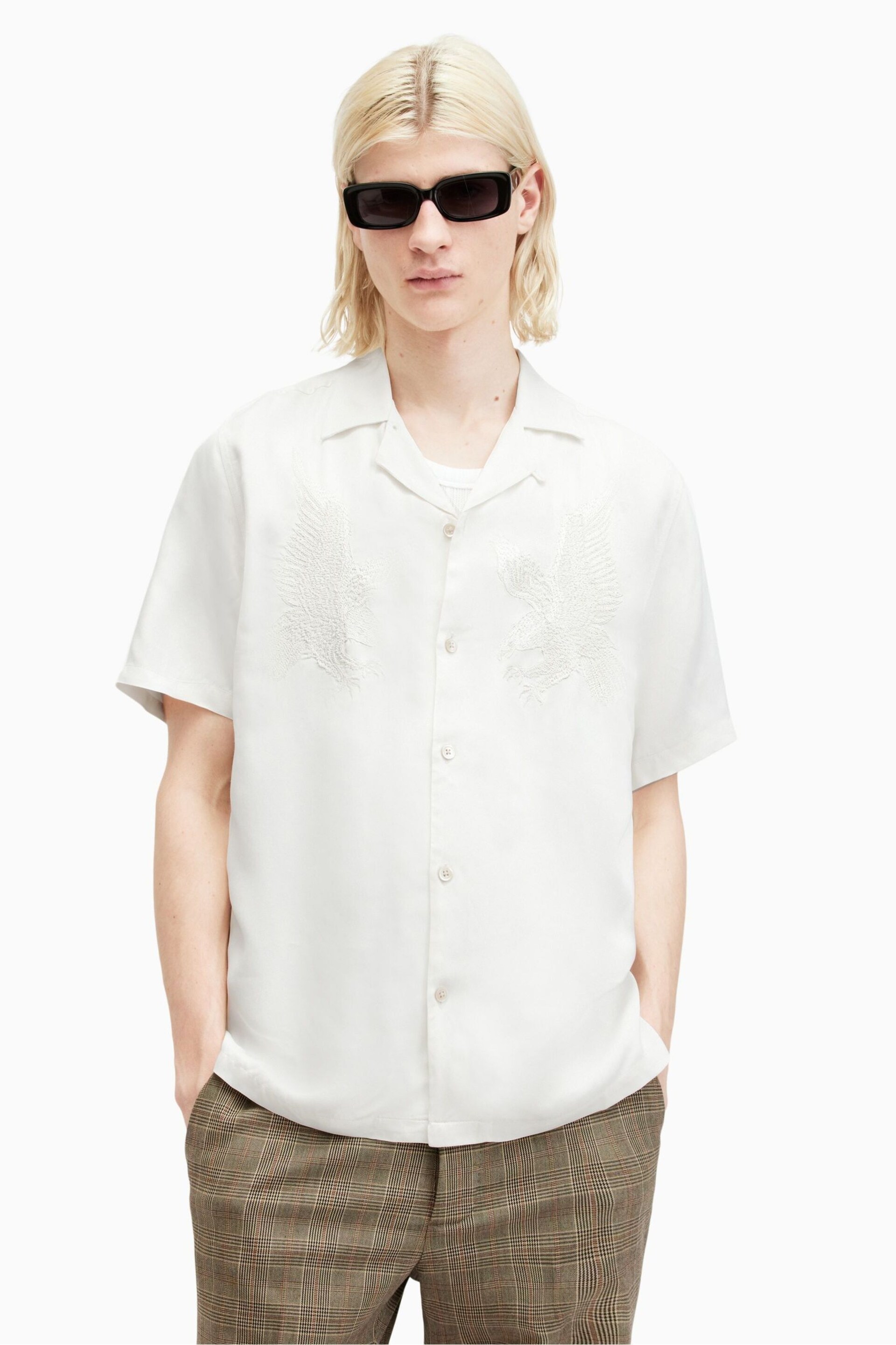 AllSaints White Aquila Short Sleeve Shirt - Image 1 of 7