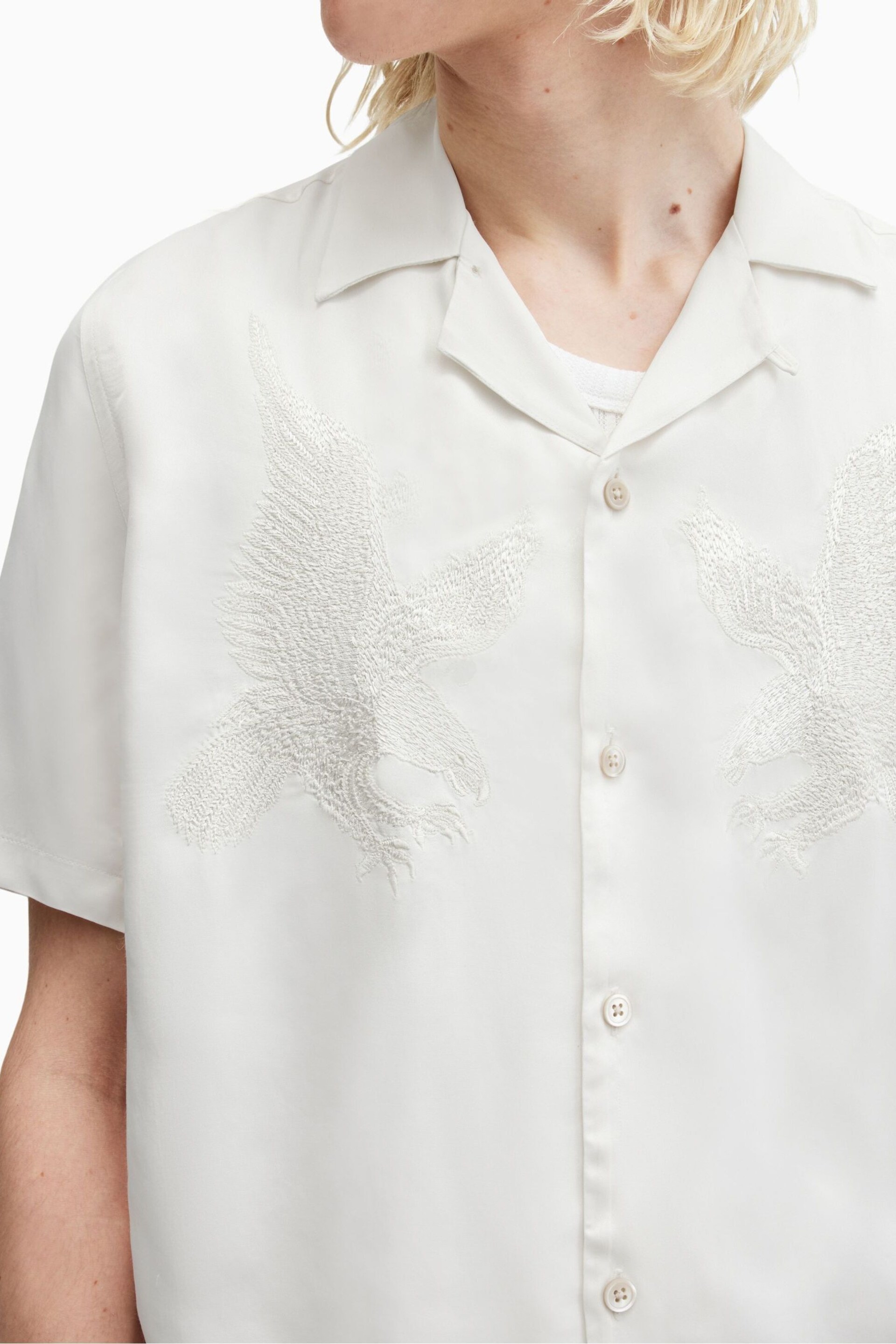 AllSaints White Aquila Short Sleeve Shirt - Image 2 of 7