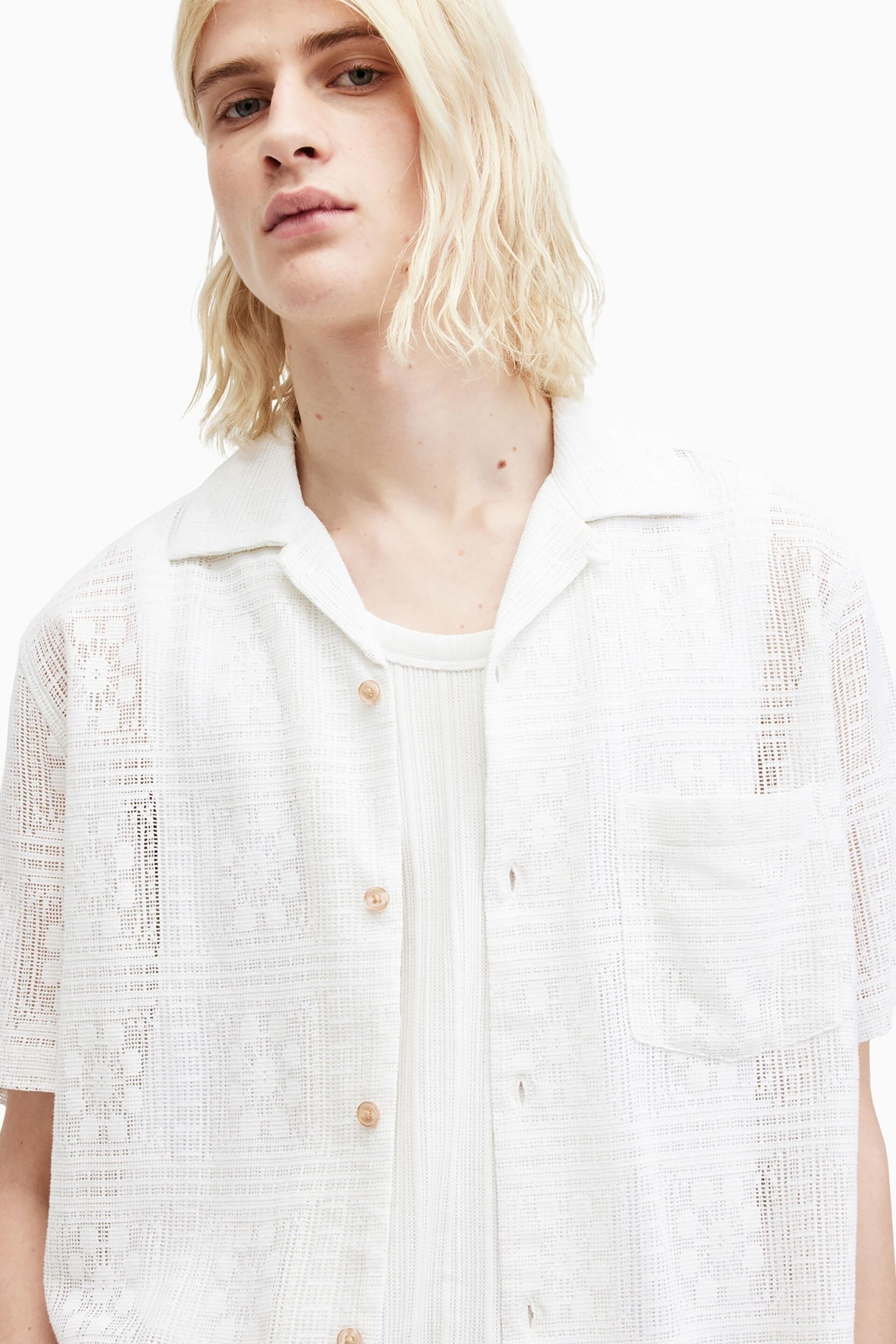 AllSaints White Caleta Shortsleeve Shirt - Image 4 of 6