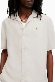 AllSaints Nude Audley Short Sleeve Shirt - Image 2 of 6