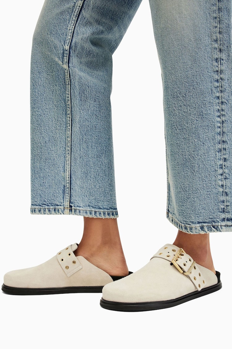 AllSaints White Juno Mules - Image 1 of 5