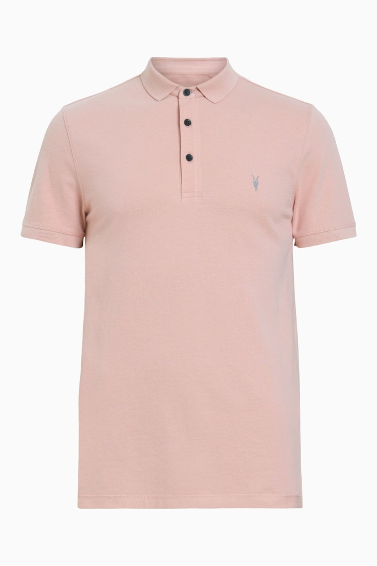 AllSaints Pink Reform Short Sleeve Polo Shirt - Image 5 of 5