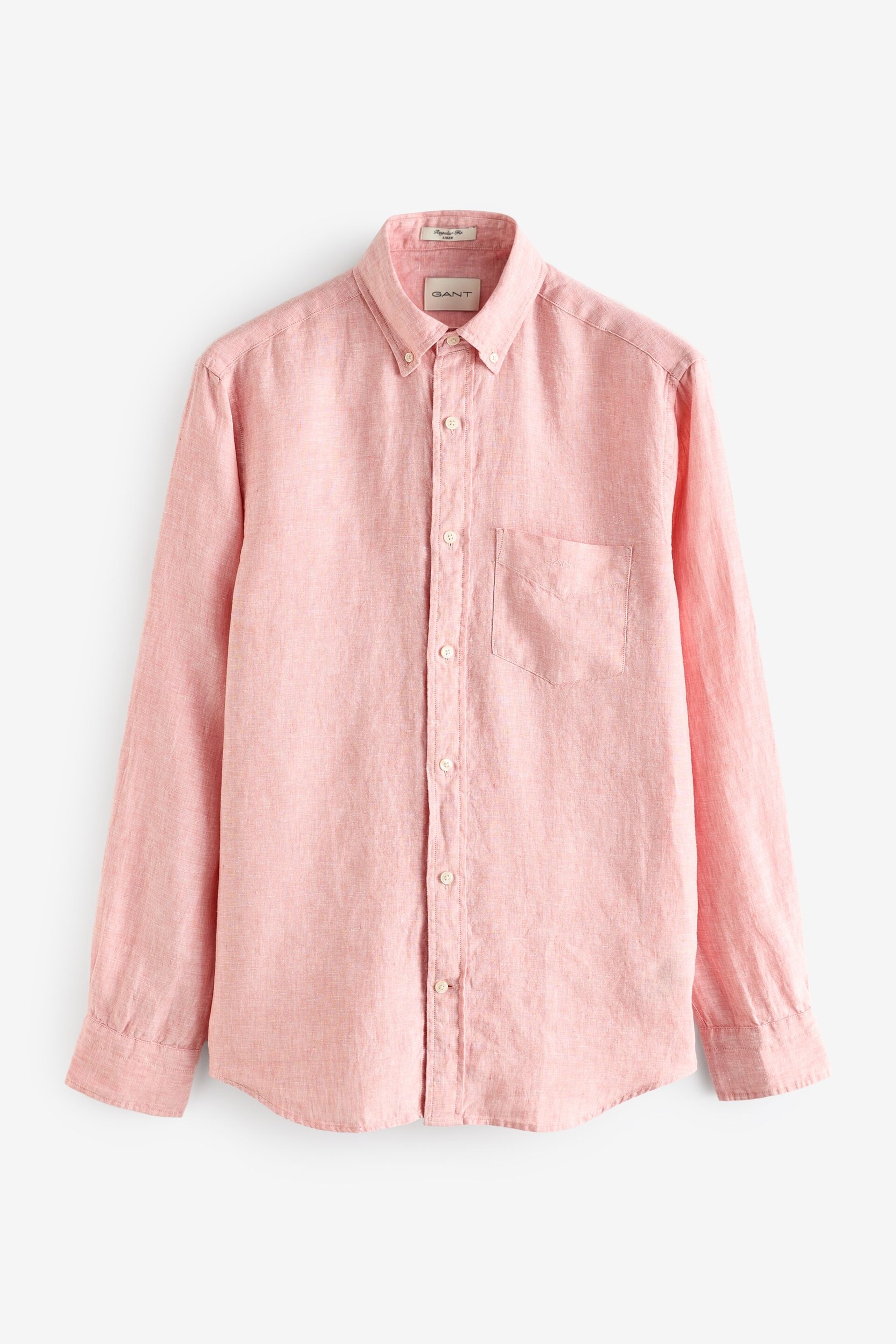 GANT Pink Regular Linen Shirt - Image 4 of 4