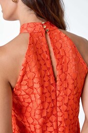 Roman Orange Stretch Lace Halter Neck Dress - Image 5 of 5