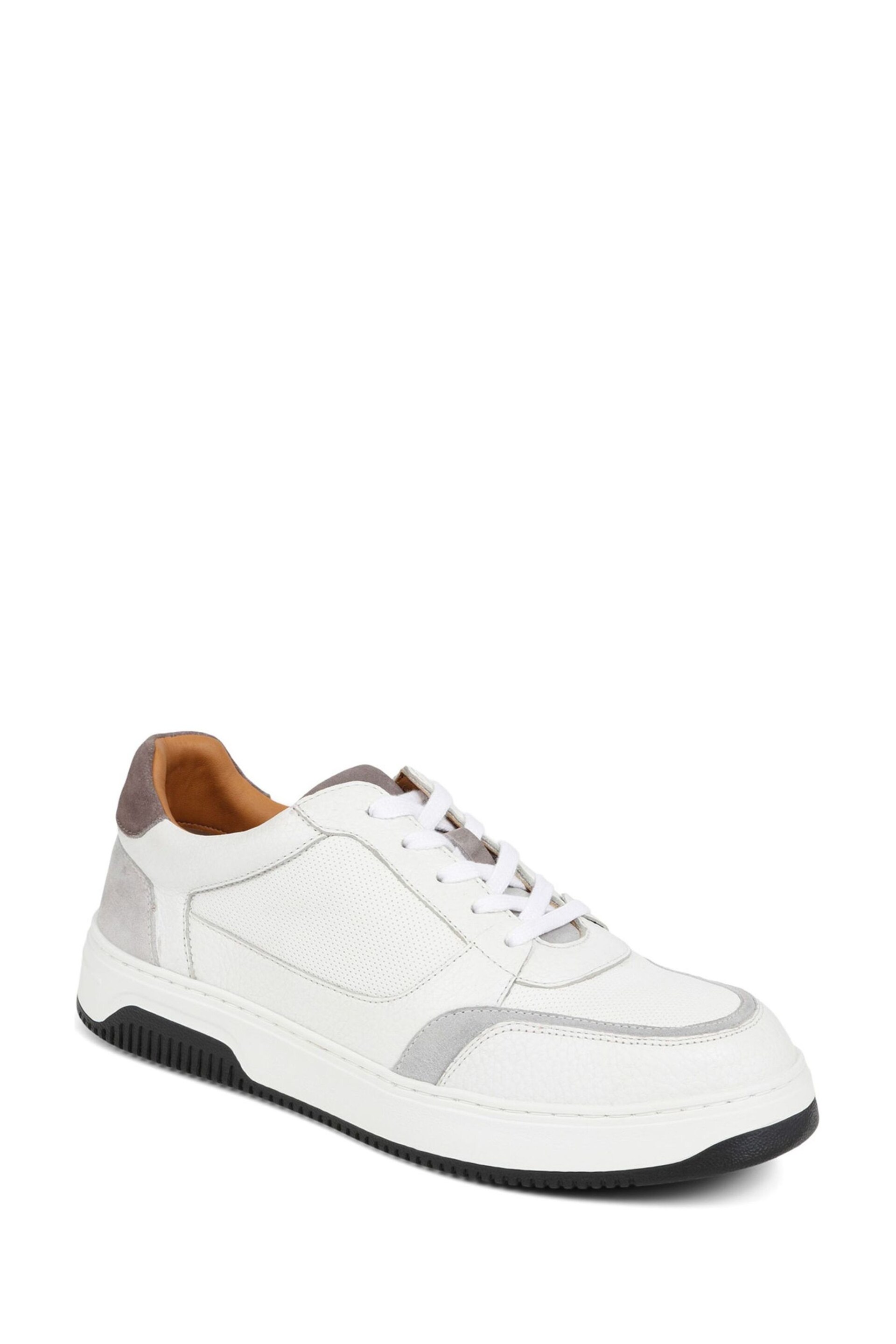 Pavers White Lace-Up Leather Trainers - Image 2 of 5