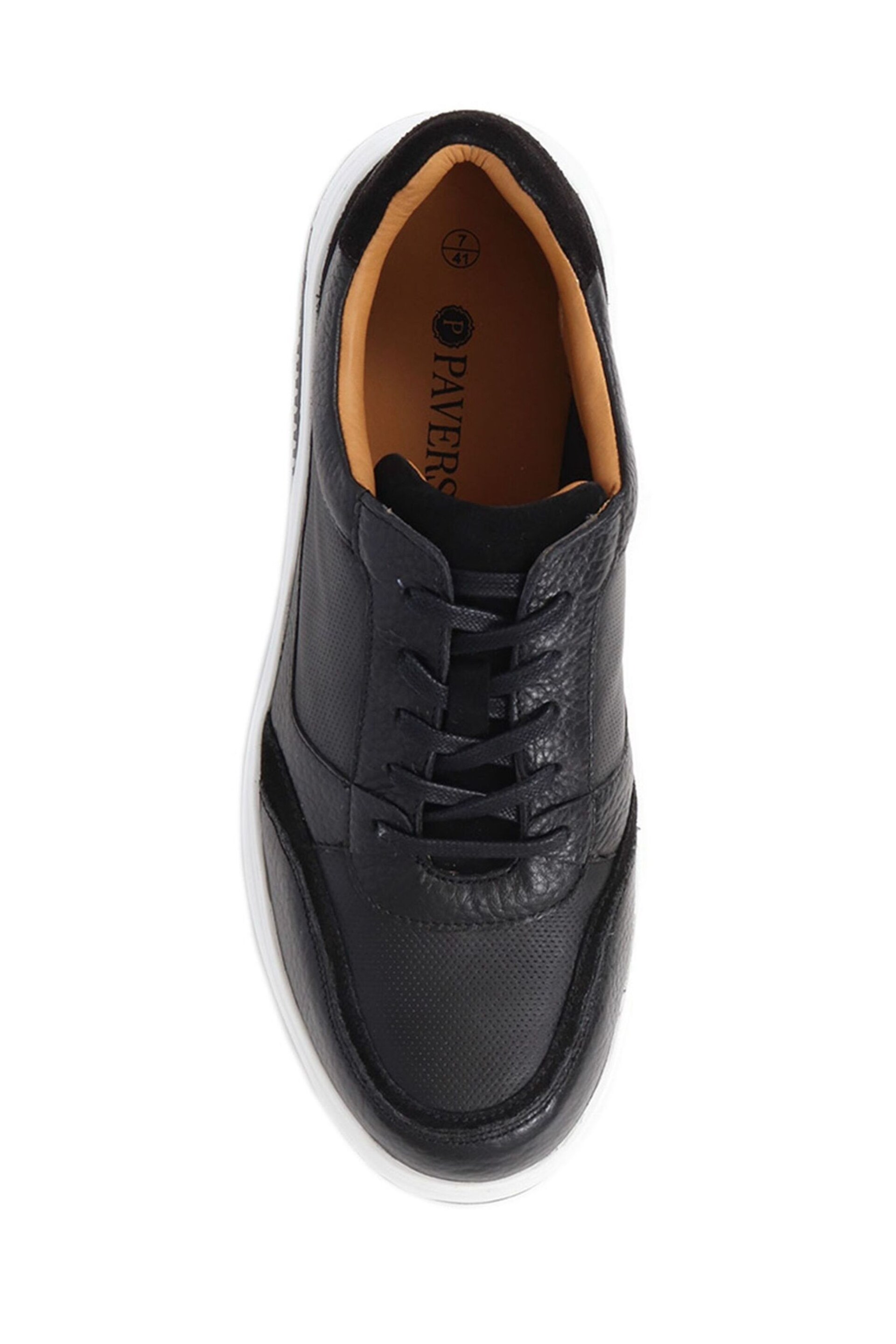 Pavers Black Lace-Up Leather Trainers - Image 3 of 5