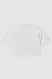 Reiss Ivory Cassy 9-13 yrs Oversized Cotton Crew-Neck T-Shirt Lee - Image 2 of 5