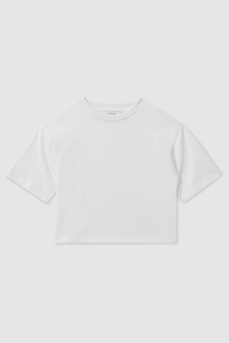 Reiss Ivory Cassy 9-13 yrs Oversized Cotton Crew-Neck T-Shirt Lee - Image 2 of 5