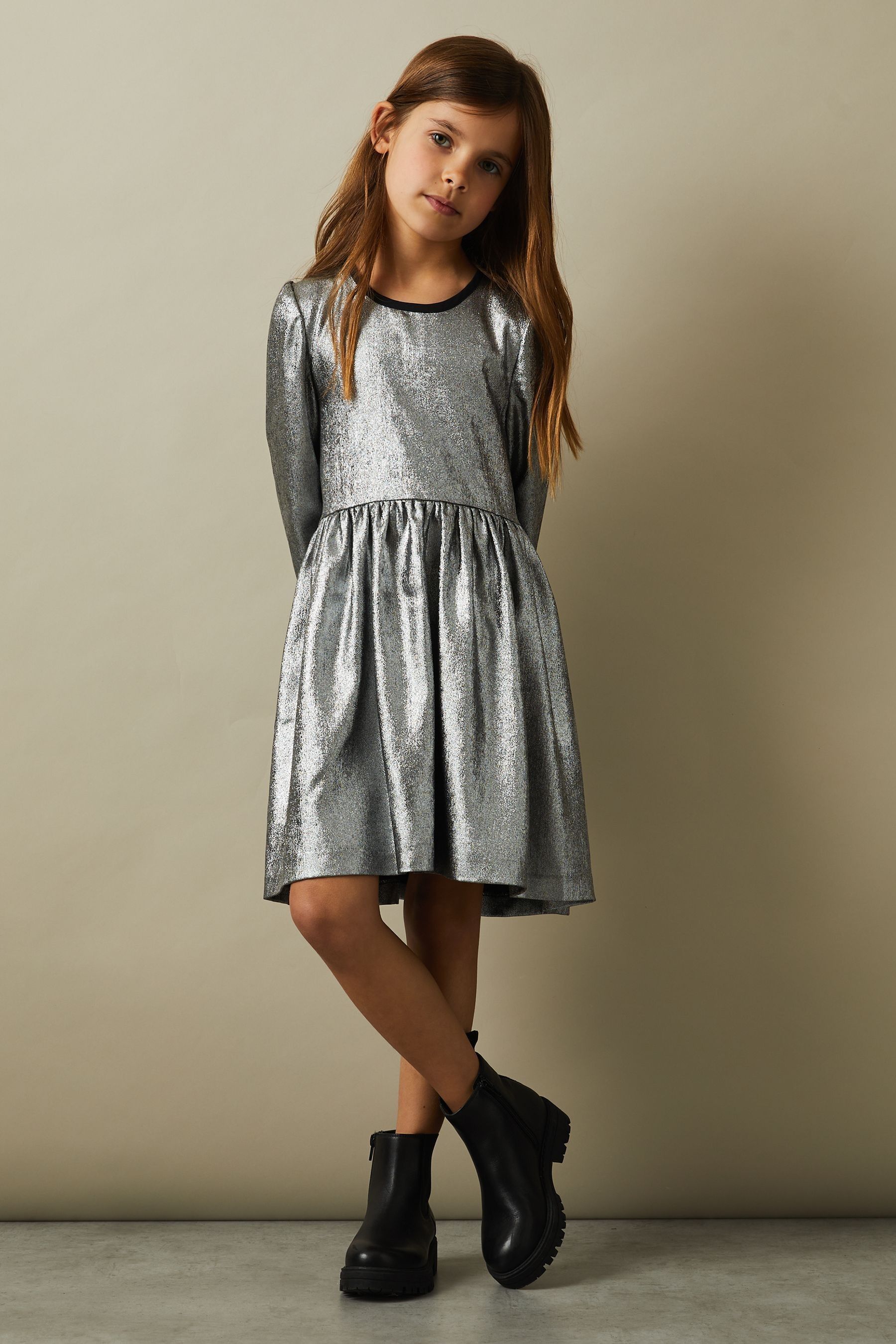 Buy Reiss Silver Joy 9 13 yrs Metallic Fit and Flare Dress from Next Armenia
