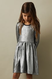 Reiss Silver Joy Teen Metallic Fit and Flare Dress - Image 2 of 4