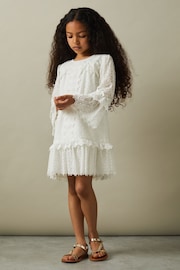 Reiss Ivory Zadie 9-13 yrs Lace Flared Sleeve Dress - Image 3 of 4