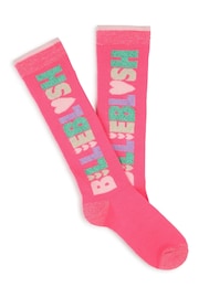 Billieblush Pink Logo Heart Print Socks 2 Pack - Image 2 of 2