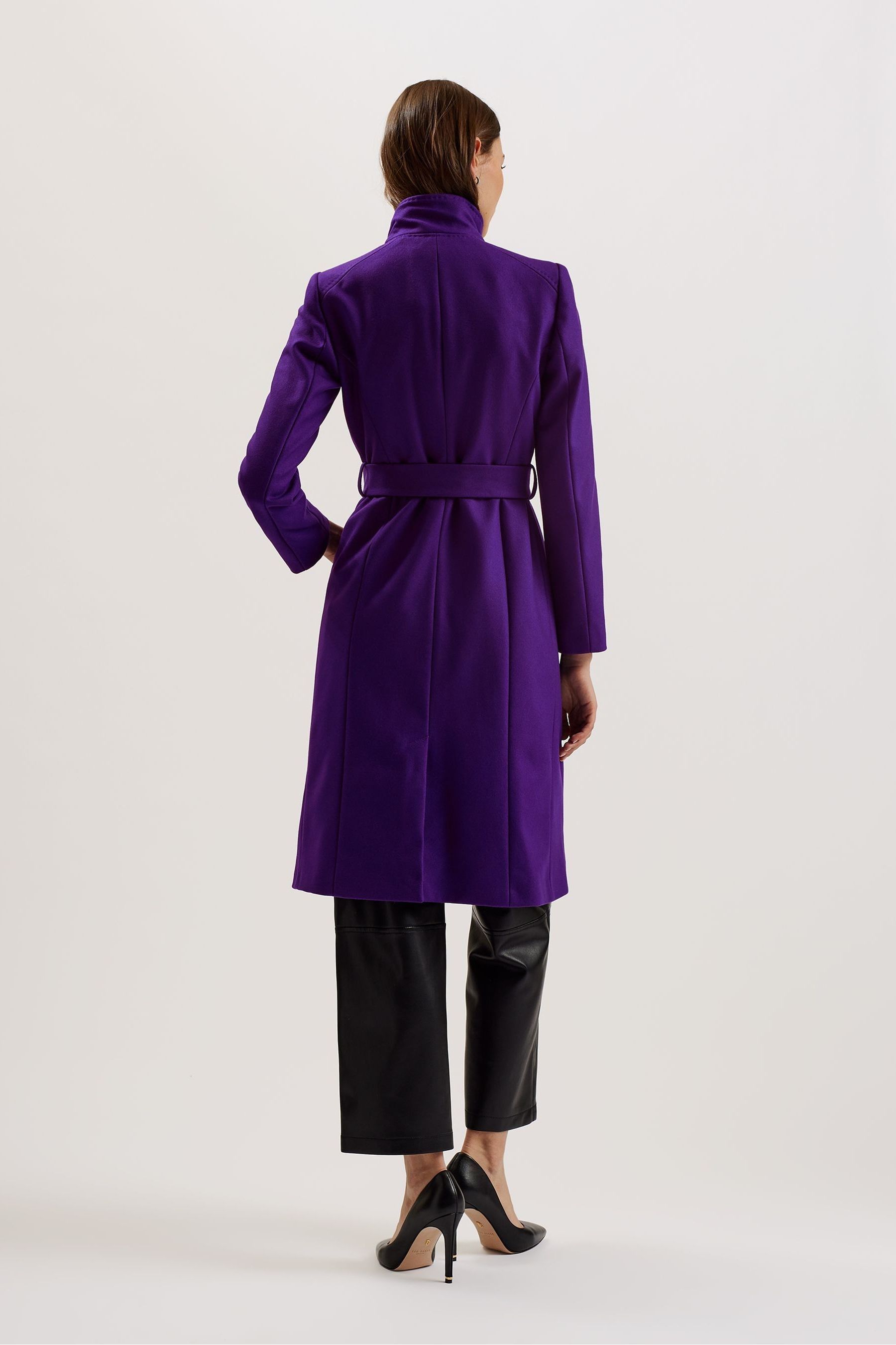 Buy Ted Baker Purple Rose Midi Length Belted Wool Wrap Coat from Next Luxembourg