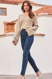 Sosandar Blue Slim Raw Hem Leg Jeans - Image 2 of 5