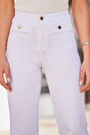 Sosandar White Wide Leg Jeans With Gold Button Detail - Image 5 of 5