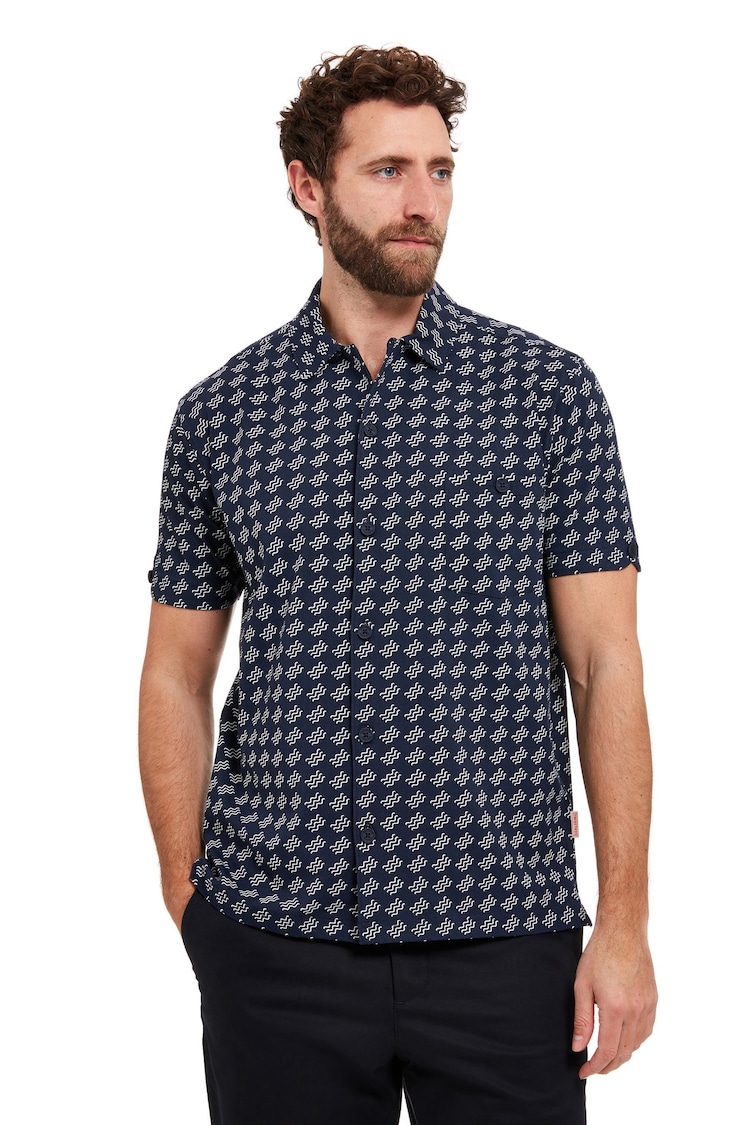 Sealskinz Blue Walsoken Short Sleeve UV Protection Wave Print Shirt - Image 1 of 6