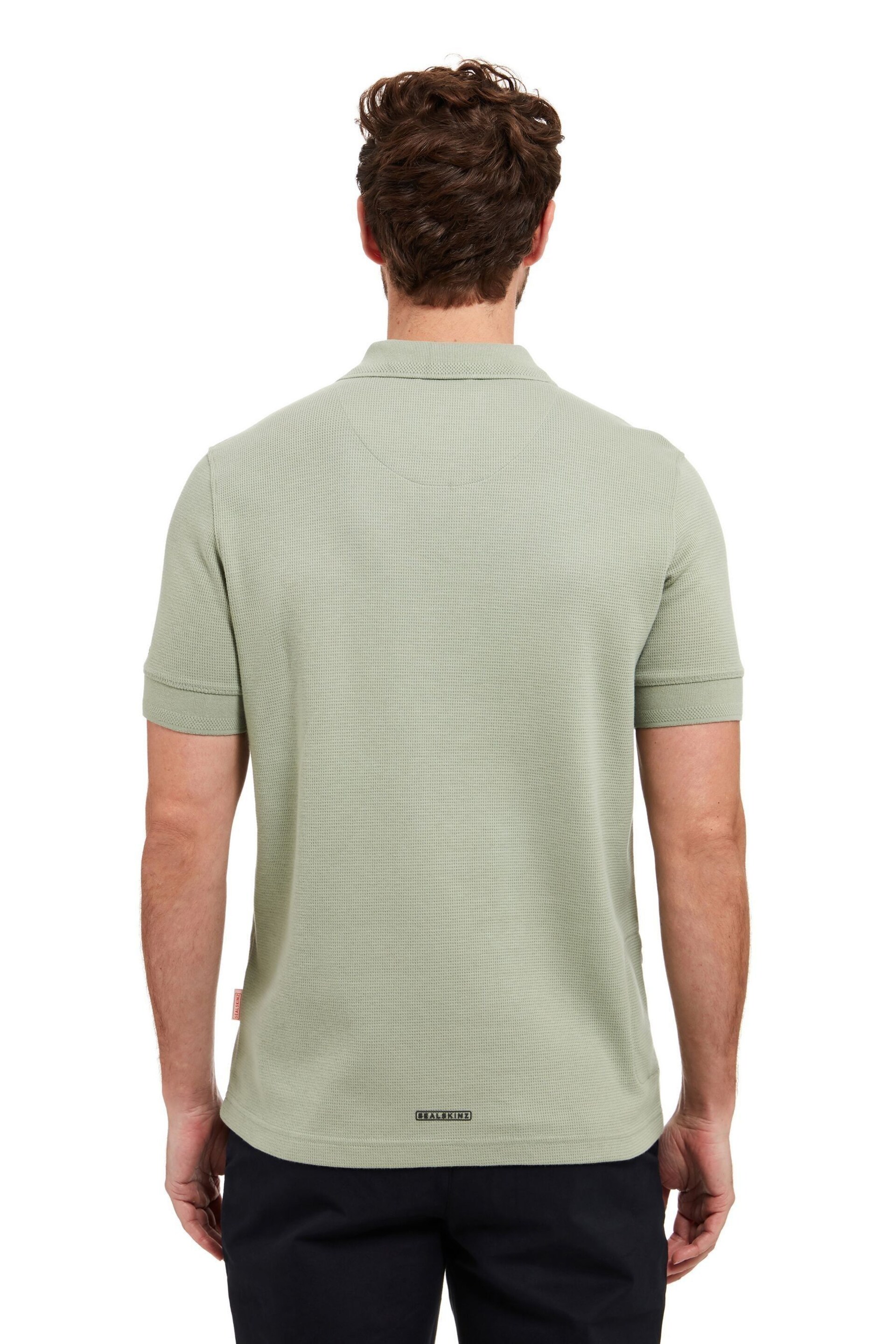 Sealskinz Green Felthorpe Short Sleeve Waffle Polo Shirt - Image 2 of 5