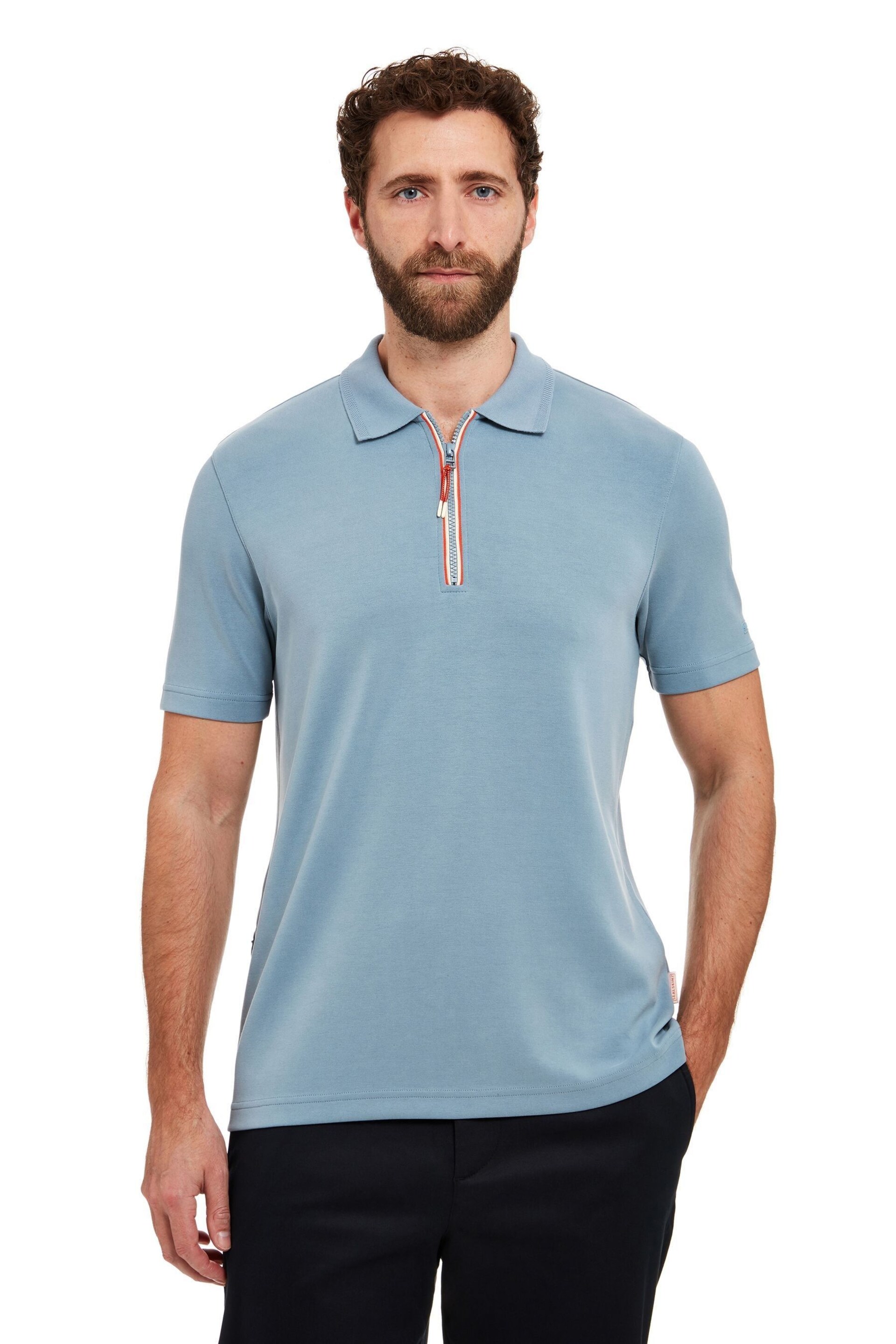 Sealskinz Blue Shipdham Polynosic Zip Polo Shirt - Image 1 of 6