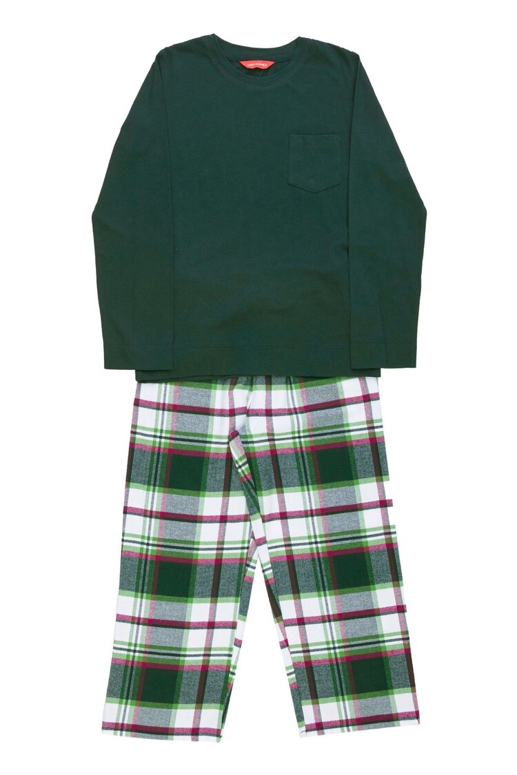 Minijammies Unisex Green Check Bottoms and Long Sleerve Slouch Top Pyjama Set - Image 4 of 4