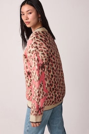 Pink Star Leopard Animal V-Neck Jumper - Image 4 of 6