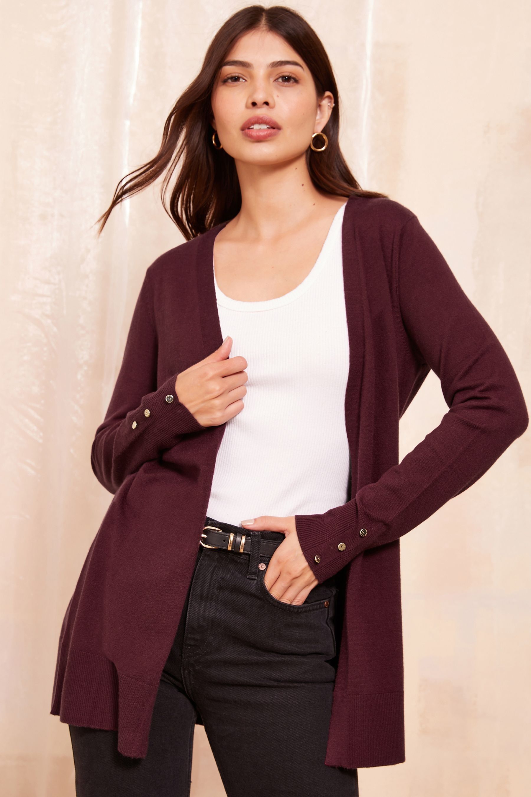 Red edge to edge cardigan hot sale