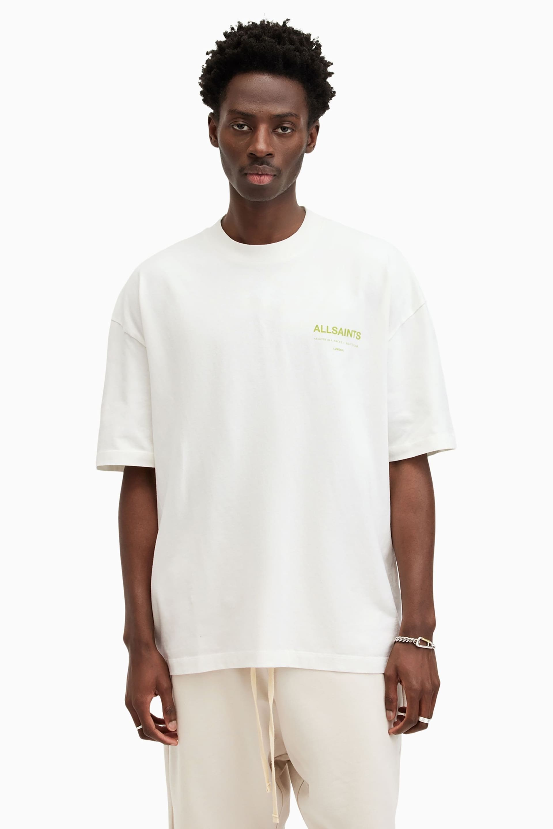 AllSaints White Access Short Sleeve Crew T-Shirt - Image 1 of 7