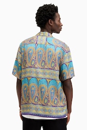 AllSaints Blue Pennard Short Sleeve Shirt - Image 5 of 6