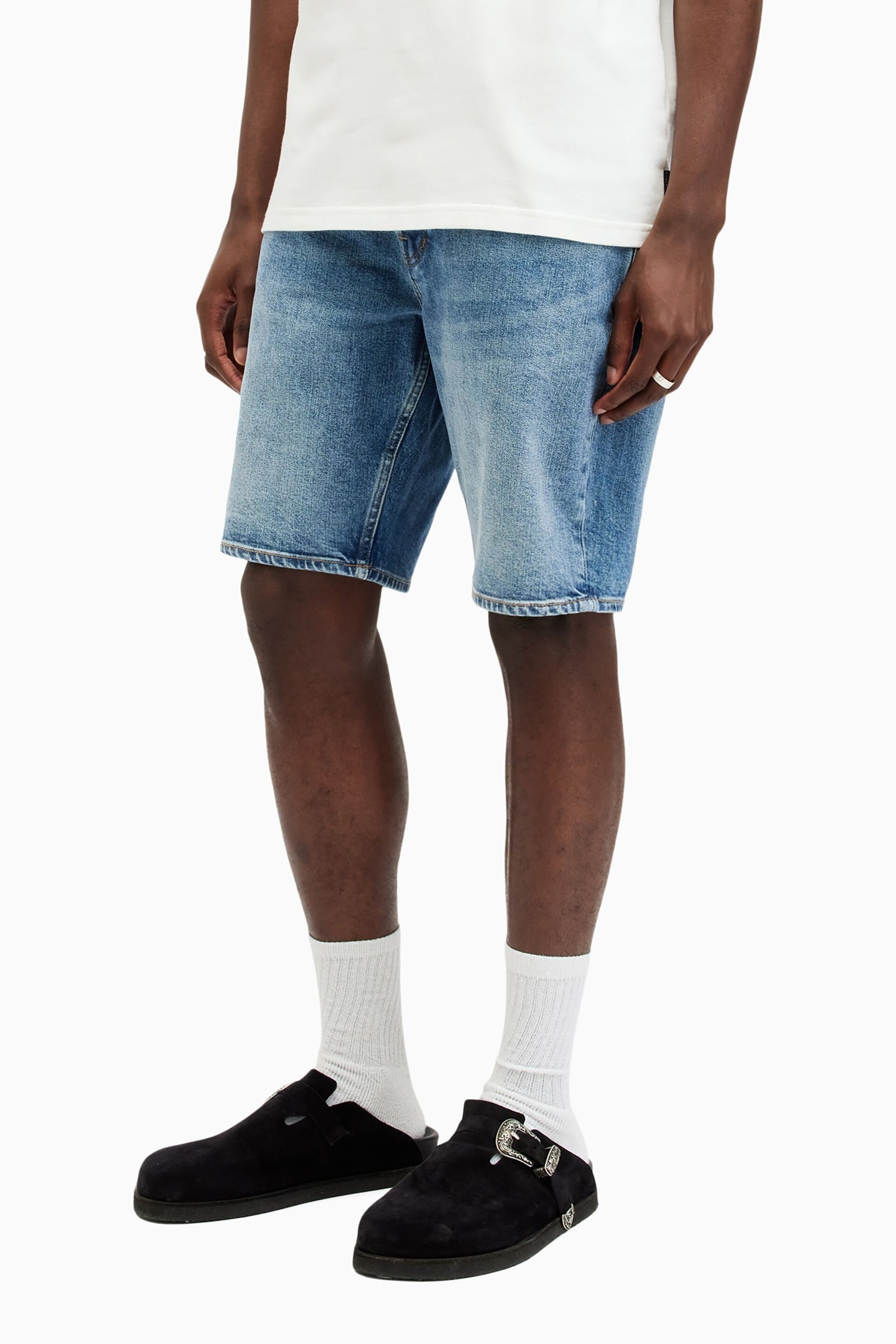 AllSaints Blue Switch Shorts - Image 4 of 9