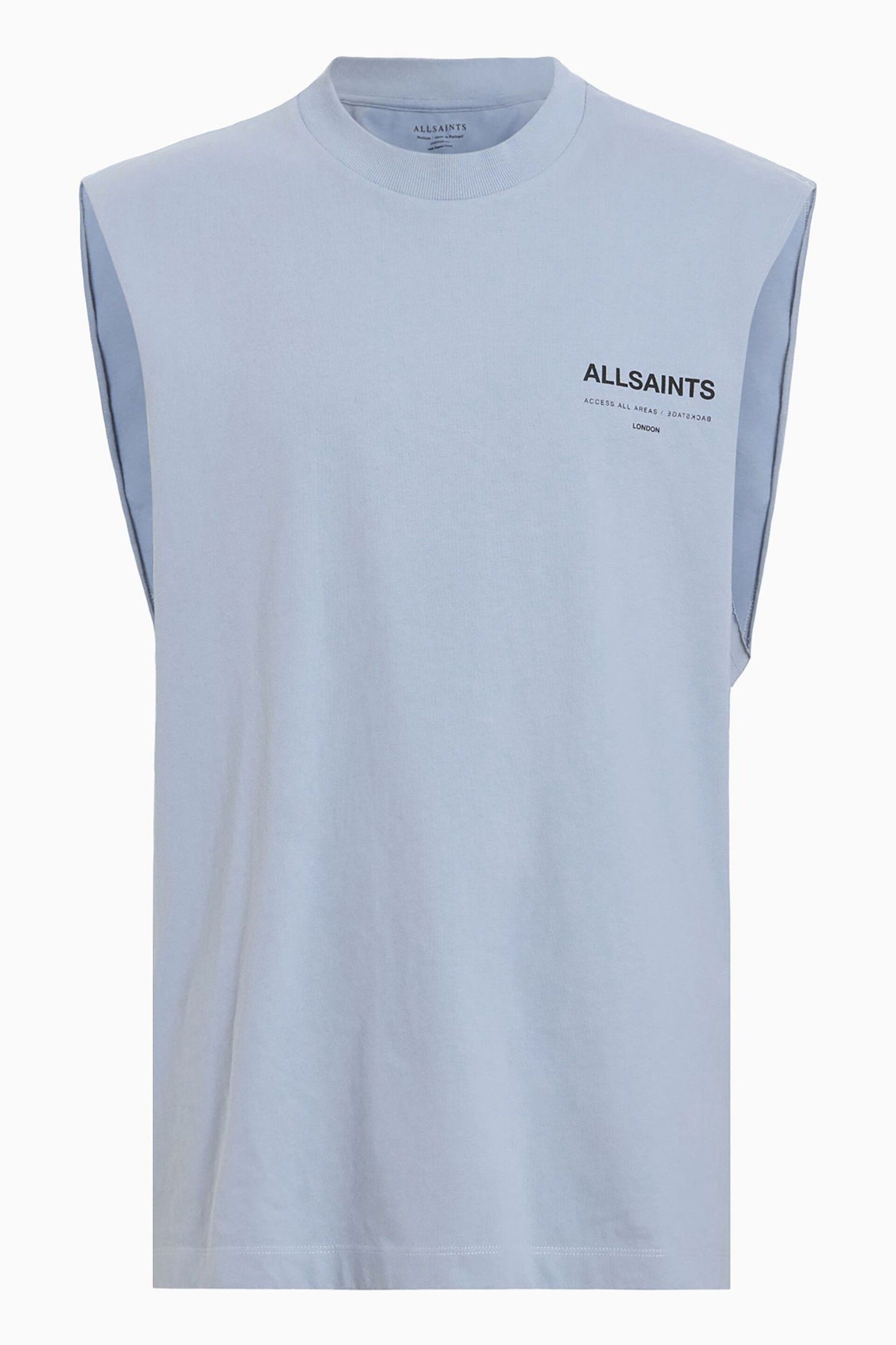 AllSaints Blue Access Sleeveless Crew T-Shirt - Image 8 of 8