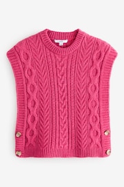 Pink Cable Knit Button Side Tank - Image 1 of 3