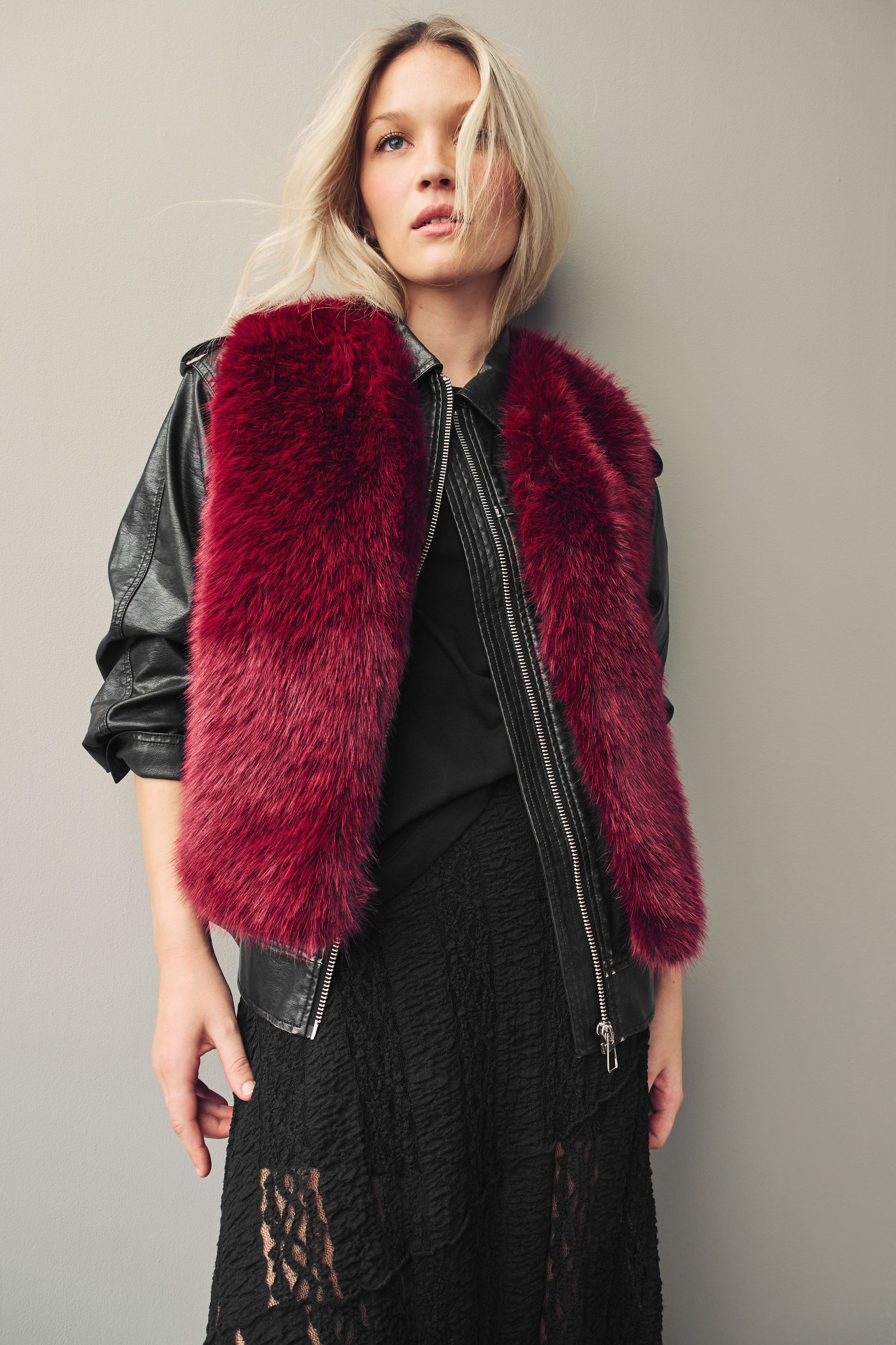 Faux fur gilet next clearance