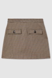 Reiss Black/Camel Lena Dogtooth Check Mini Skirt with Wool - Image 2 of 5