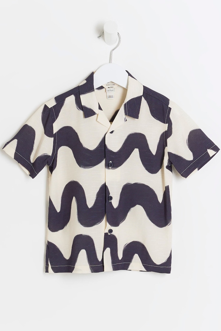 River Island Cream Boys Wave Holiday 100% Cotton Shirt - Image 1 of 4