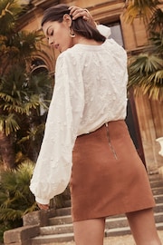 Lipsy White Long Sleeve Grandad Collar Blouse - Image 2 of 4