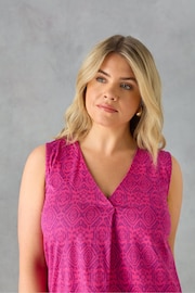 Live Unlimited Plum Purple Curve Geo Jersey Pleat Front Vest - Image 2 of 4