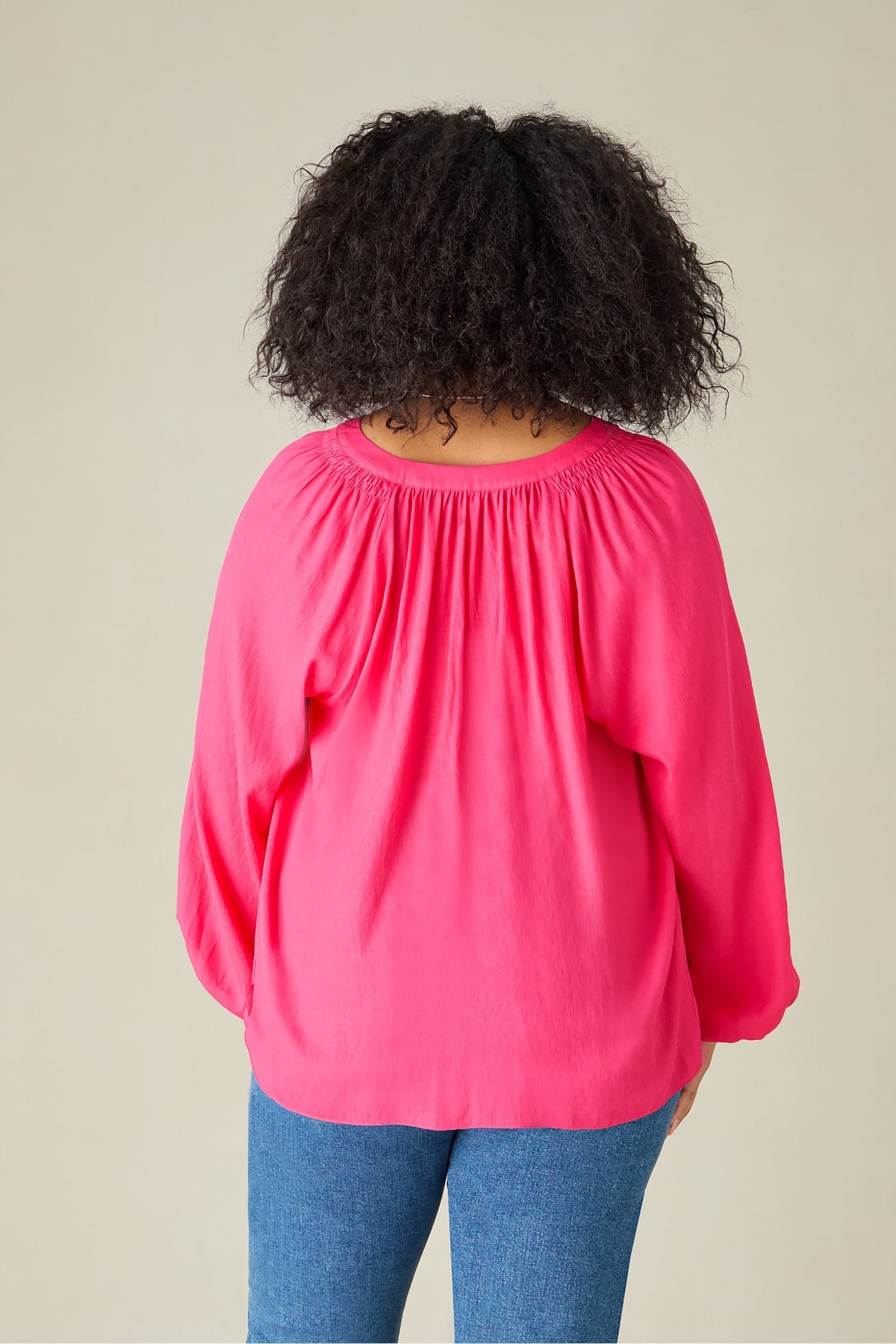 Live Unlimited Pink Curve Chambray Blouse - Image 3 of 5