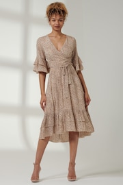 Jolie Moi Brown Tiered Detail Smock Dress - Image 3 of 6