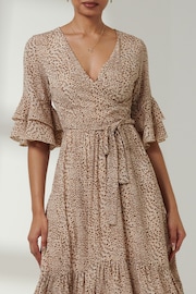 Jolie Moi Brown Tiered Detail Smock Dress - Image 6 of 6