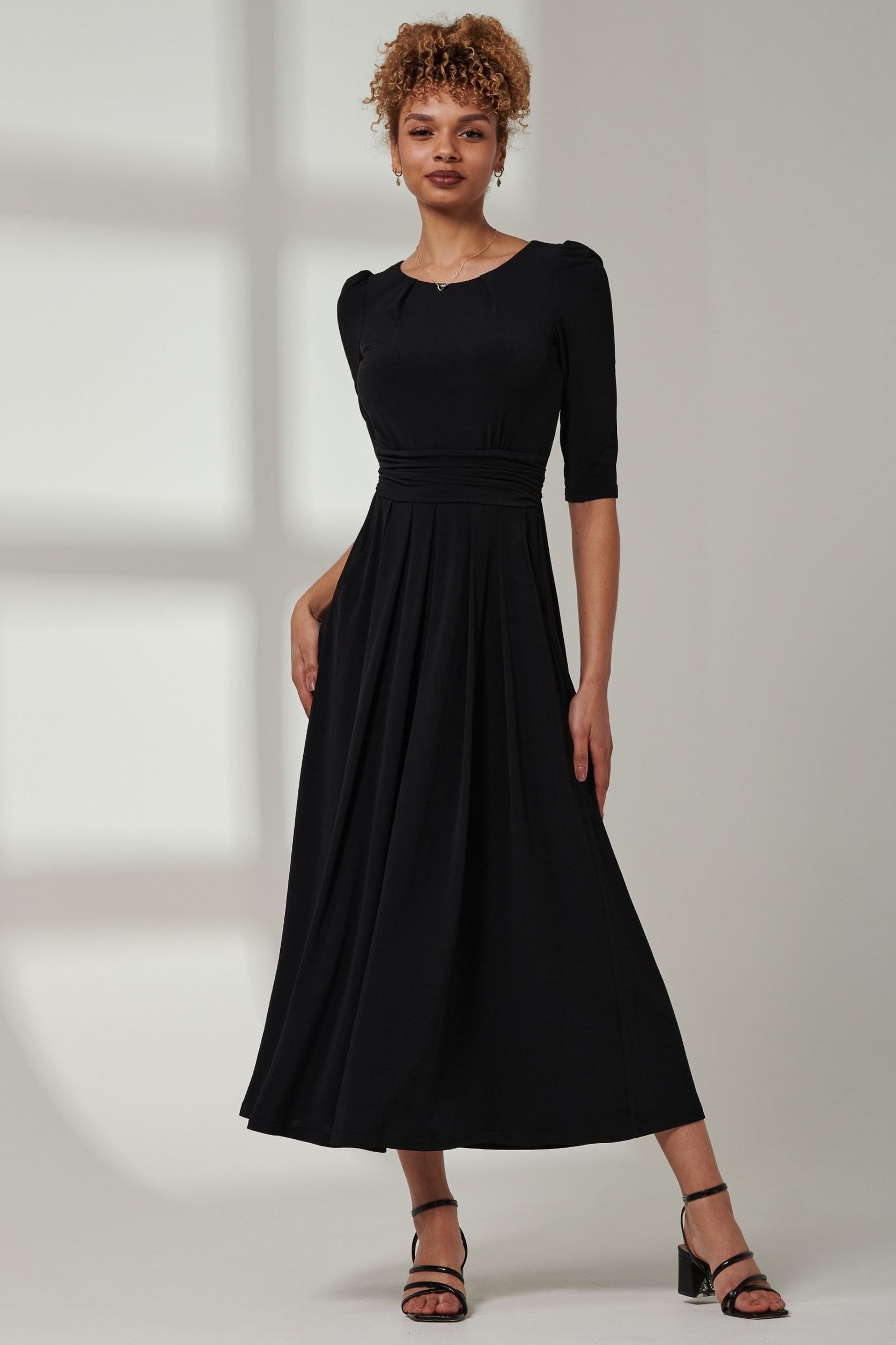 Jolie Moi Black Parker 3/4 Sleeve Maxi Dress - Image 4 of 6