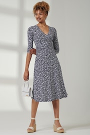Jolie Moi Blue 3/4 Sleeve Jersey Midi Dress - Image 5 of 6