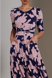 Jolie Moi Blue Parker 3/4 Sleeve Maxi Dress - Image 3 of 6