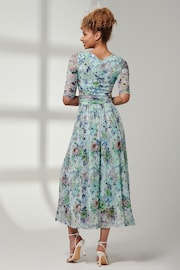 Jolie Moi Green Bella Print 3/4 Sleeve Mesh Maxi Dress - Image 2 of 6