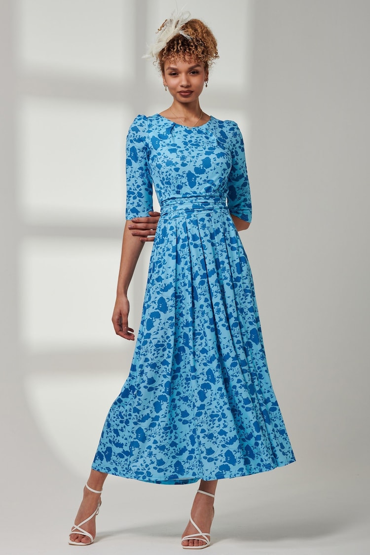 Jolie Moi Mid Blue Goldie 3/4 Sleeve Jersey Maxi Dress - Image 6 of 6