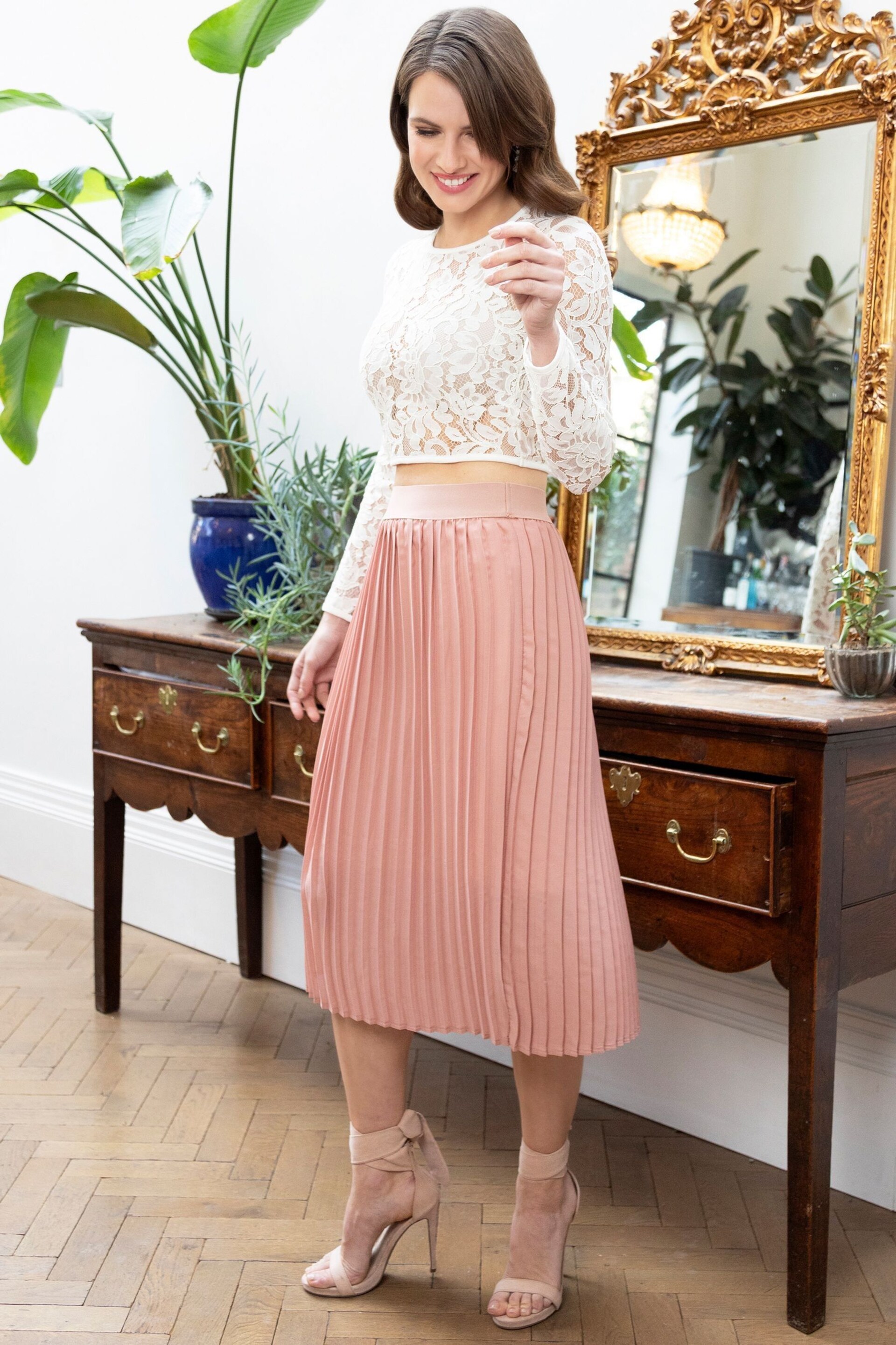 Hot Squash Pink Pleated Skirt - Image 2 of 6