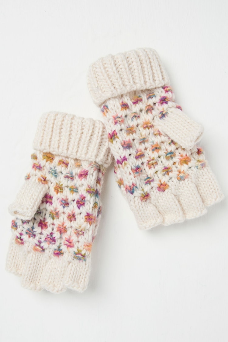 FatFace Ivory Spacedye Overflap Gloves - Image 1 of 4